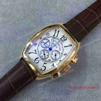 Franck Muller Casablanca Replica Rose Gold White Chronograph Mens Watch